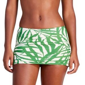 Kate Spade NWT swim bitter greens tropical palm leaf printed skirted bottoms M